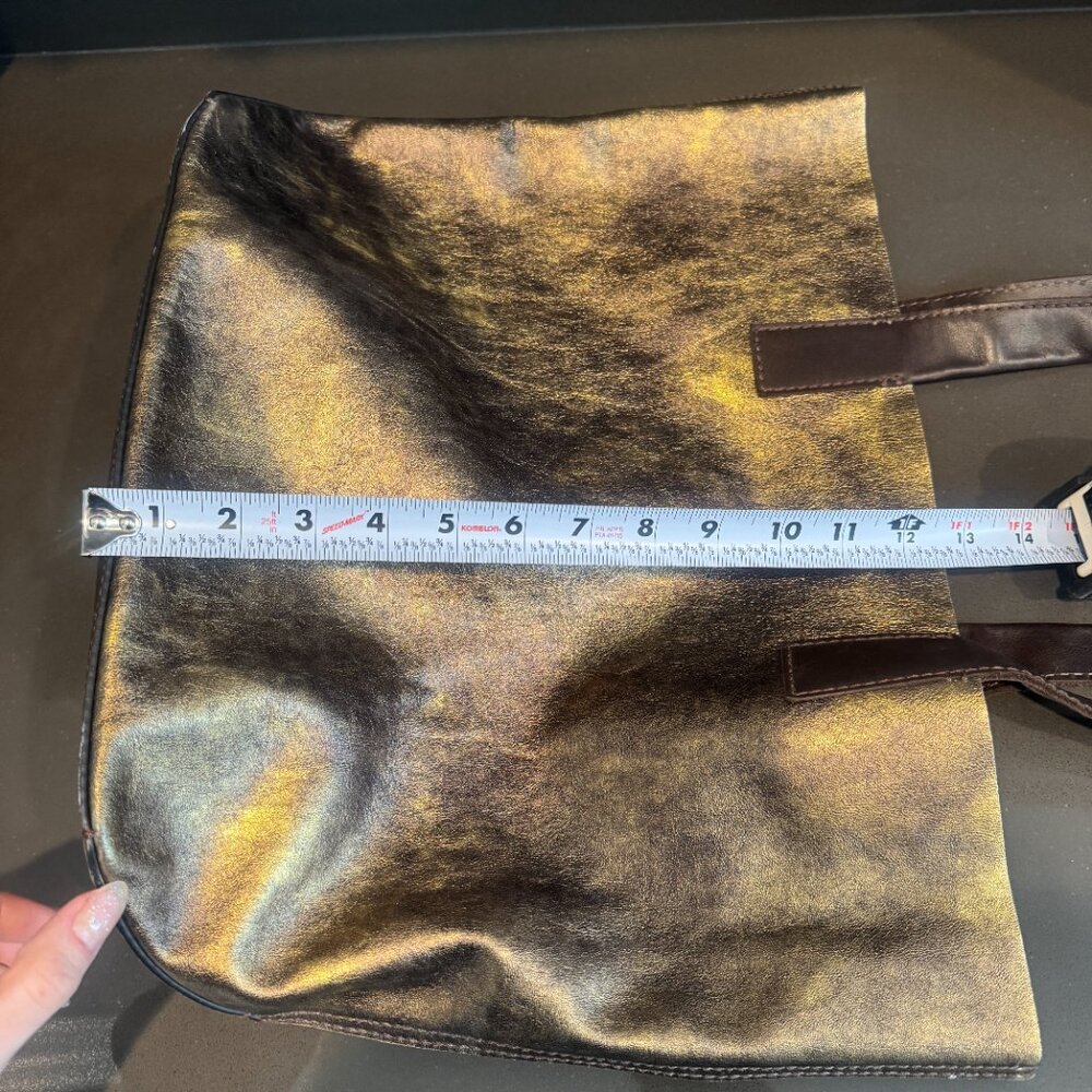 EUC Frye Gold and Brown Tote Bag with interior pocket